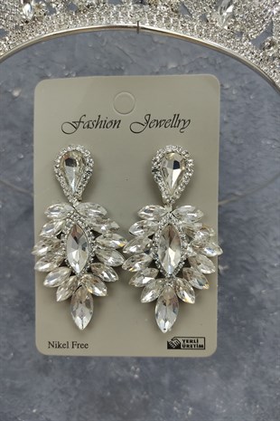 Dilruba Model Gelin Tacı Ve Damla Taşlı Küpe