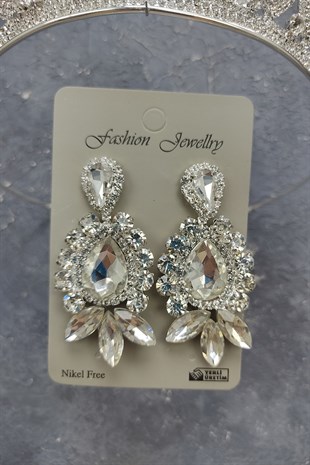 Dilruba Model Gelin Tacı Ve Mekik Damla Taşlı Küpe