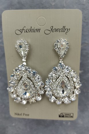 Dilruba Model Gelin Tacı Ve Mekik Taşlı Küpe