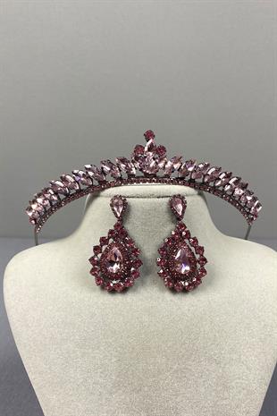 Ece Gelin Kına Tacı Ve Damla Taşlı Küpe Seti