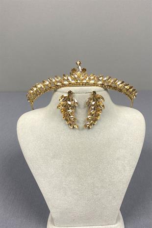 Ece Gelin Kına Tacı Ve Mekik Taşlı Küpe