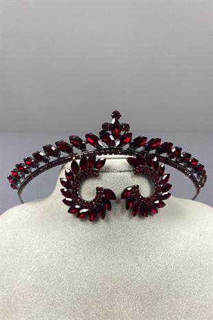 Ece Gelin Henna Crown and Shuttle Stone Earrings
