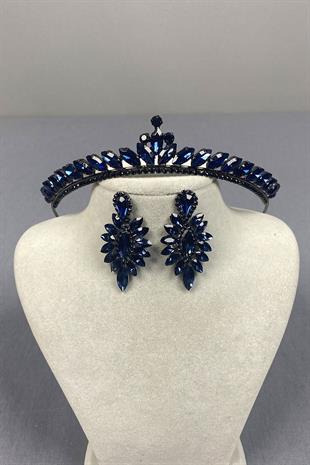 Ece Gelin Henna Crown and Shuttle Stone Earrings