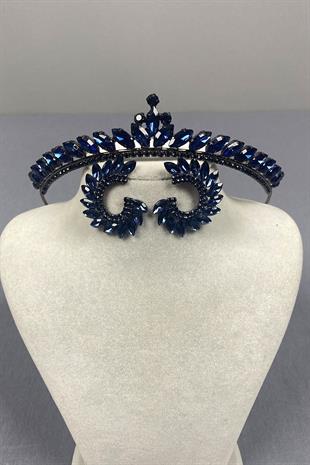 Ece Gelin Henna Crown and Shuttle Stone Earrings
