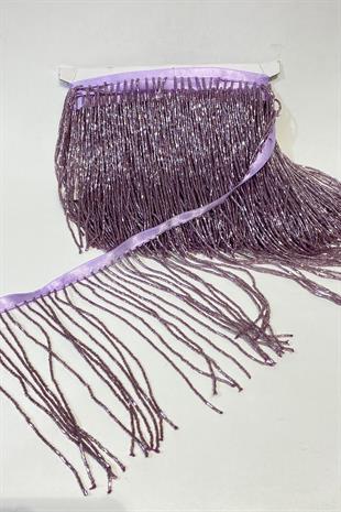 Eflatun Boncuklu 15 cm Saçak Püskül