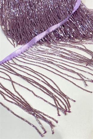 Eflatun Boncuklu 15 cm Saçak Püskül