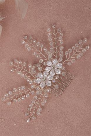 إكسسوار شعر الزفاف والعمامة المطرز بالكريستال باللون البني الفاتح