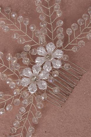 إكسسوار شعر الزفاف والعمامة المطرز بالكريستال باللون البني الفاتح