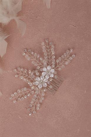 إكسسوار شعر الزفاف والعمامة المطرز بالكريستال باللون البني الفاتح