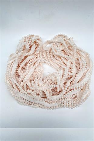 Ekru Sık Küçük İnce Ponpon Şerit 