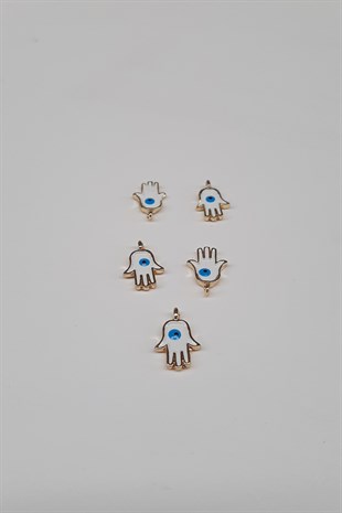 Hand Pattern Pendant Evil Eye Bead White