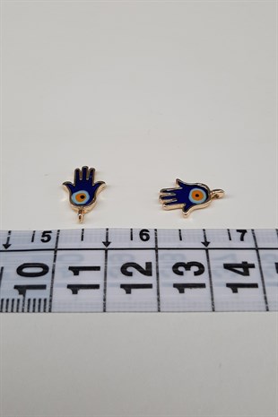 Hand Pattern Pendant Evil Eye Bead Navy Blue