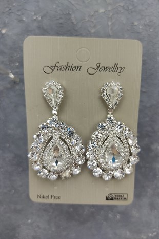 Ela Model Model Gelin Tacı Ve Mekik Taşlı Küpe