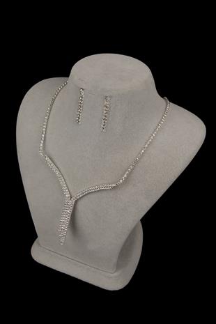 Ela Su Yolu Crystal Stone Evening Dress Necklace and Earring Set