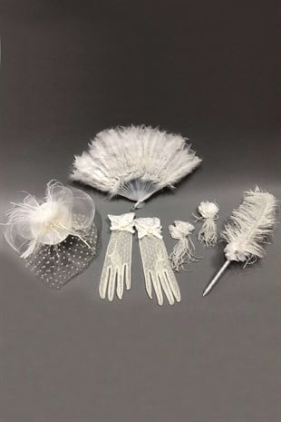 Glove-Voulet-Pencil Fan Earring Set