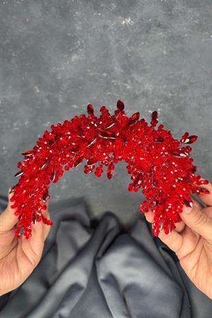 Elena Model Gelin Tacı Boncuk İşlemeli Türban ve Saç Aksesuarı