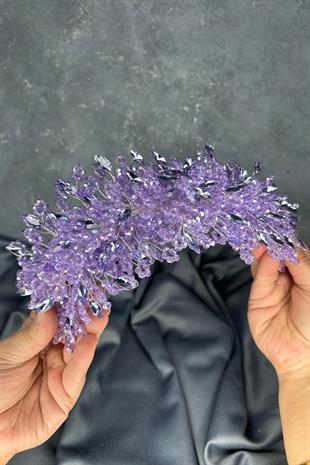 Elena Model Gelin Tacı Boncuk İşlemeli Türban ve Saç Aksesuarı