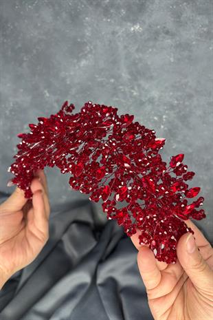 Elena Model Gelin Tacı Boncuk İşlemeli Türban ve Saç Aksesuarı