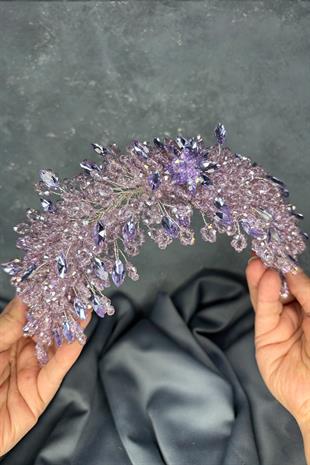 Elena Model Gelin Tacı Boncuk İşlemeli Türban ve Saç Aksesuarı