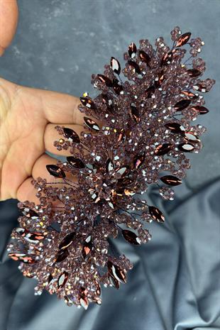 Elena Model Gelin Tacı Boncuk İşlemeli Türban ve Saç Aksesuarı