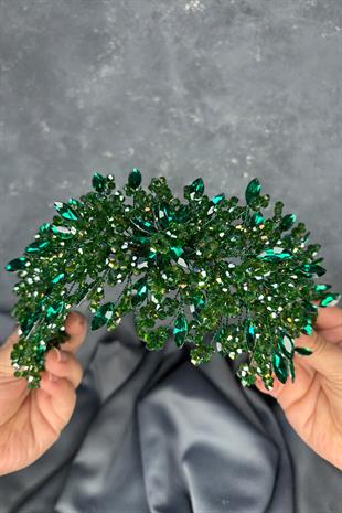 Elena Model Gelin Tacı Boncuk İşlemeli Türban ve Saç Aksesuarı