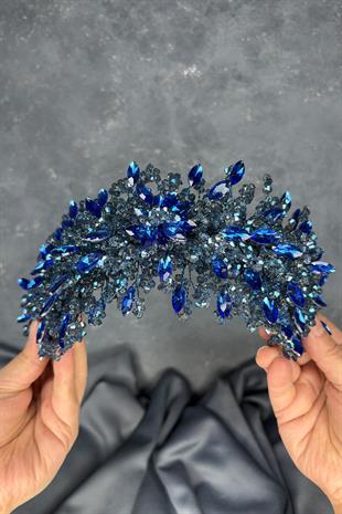 Elena Model Gelin Tacı Boncuk İşlemeli Türban ve Saç Aksesuarı