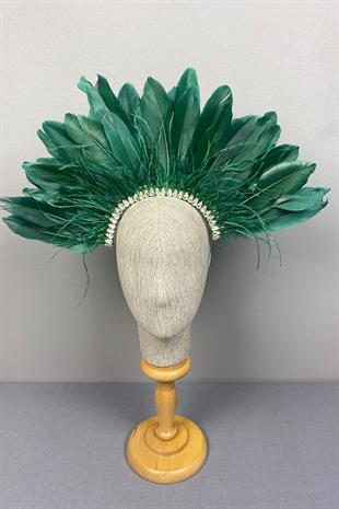 Enda Feathered Stone Bridal Henna Crown Accessory