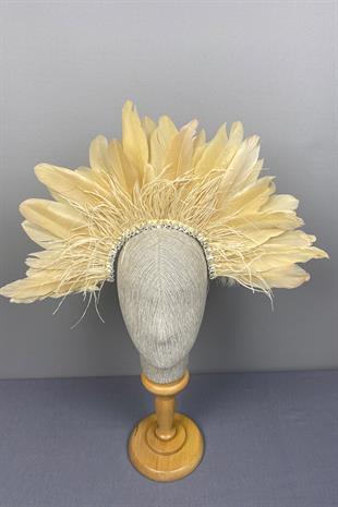 Enda Feathered Stone Bridal Henna Crown Accessory