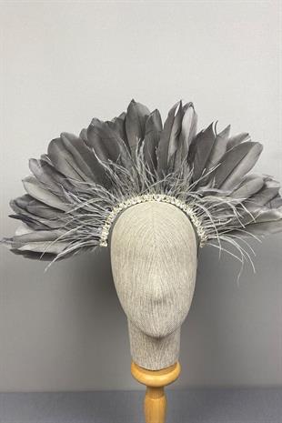 Enda Feathered Stone Bridal Henna Crown Accessory