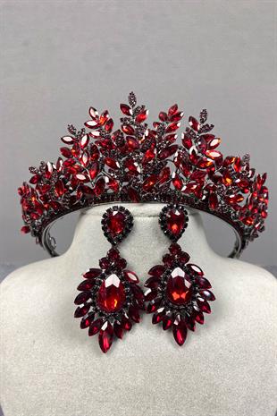 Ezel 3D Bridal Henna Crown And Earring Set