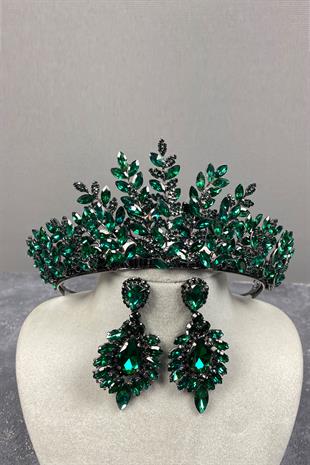 Ezel 3D Bridal Henna Crown And Earring Set