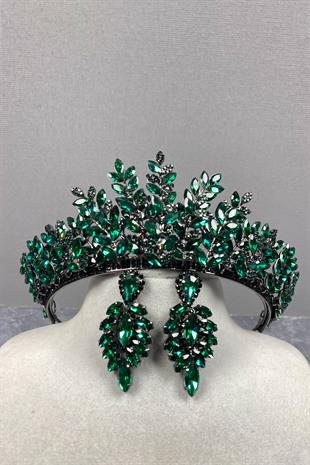 Ezel 3D Bridal Henna Crown And Stud Earring Set