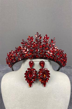 Ezel 3D Bridal Henna Crown And Stud Earring Set