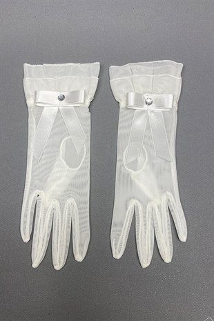 Bridal Gloves and Wedding Hat with Bow Face Veils