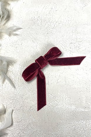 Fiyonklu Kadife Kurdeleli Saç Tokası