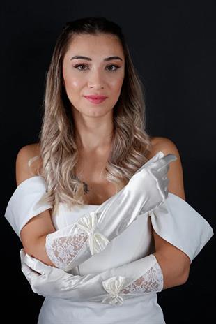 Elegant Bridal Wedding Gloves with Bows, Modern Evening Gloves