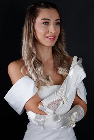 Elegant Bridal Wedding Gloves with Bows, Modern Evening Gloves