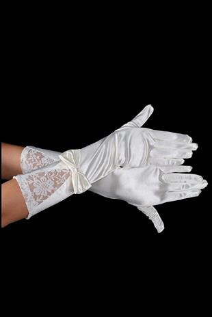 Elegant Bridal Wedding Gloves with Bows, Modern Evening Gloves