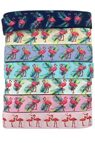Flamingo Baskıılı Grogren Kurdele