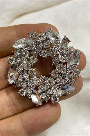 ملحق بروش طوق الفستان بالحجر الكامل