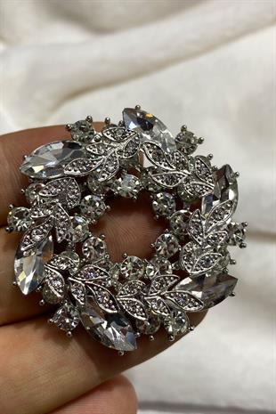 ملحق بروش طوق الفستان بالحجر الكامل