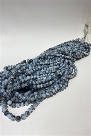 Füme Desenli Dizi Cam Boncuk 8 mm