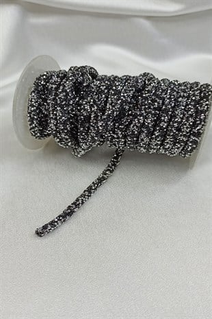 شريط مطرز بالخرز الرمادي المدخن