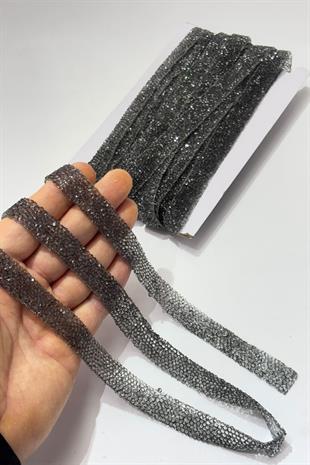 Füme Rengi Ütüyle Yapışan Şerit Taş Boncuk1,5 Cm 