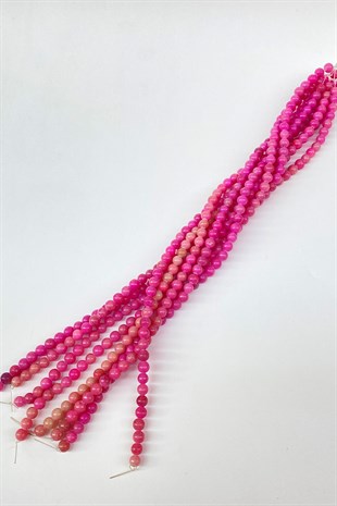 Fuşya Ceyt Doğal Taş Boncuk 8 mm