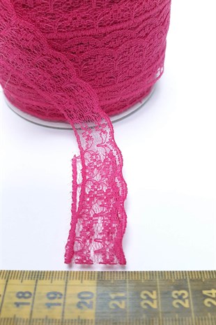 Fuşya Çiçek Desenli Dantel 10 Metre