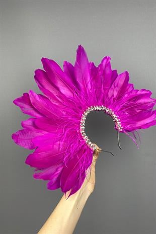 Fuchsia Enda Feathered Stone Bridal Henna Crown Accessory