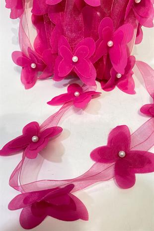  فراشة شيفون مقطوعة بالليزر باللون الفوشيا