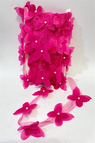  فراشة شيفون مقطوعة بالليزر باللون الفوشيا