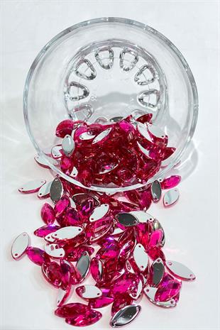 Fuchsia Shuttle Sew Plastic Stone Beads 10 Gr